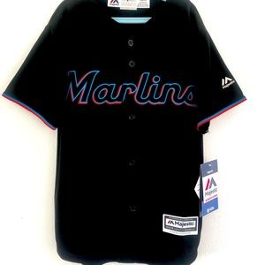 NWT Authentic Miami Marlins Black Flex Cool Base Jersey for Toddler